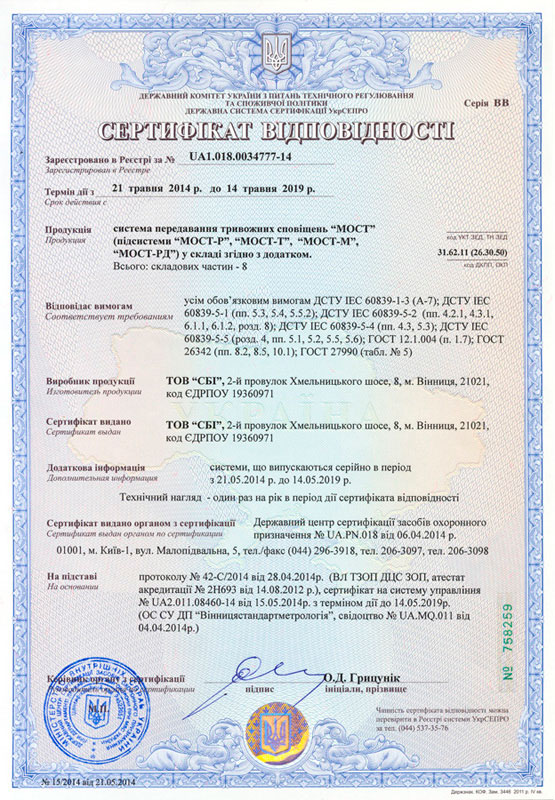 сертифікат пульту охорони